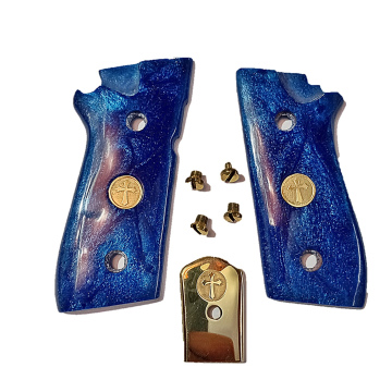 Kit Tala grip empunhadura Taurus PT59S, 58HC PLus , 92, 917, Pt100 em madrepérola azul!